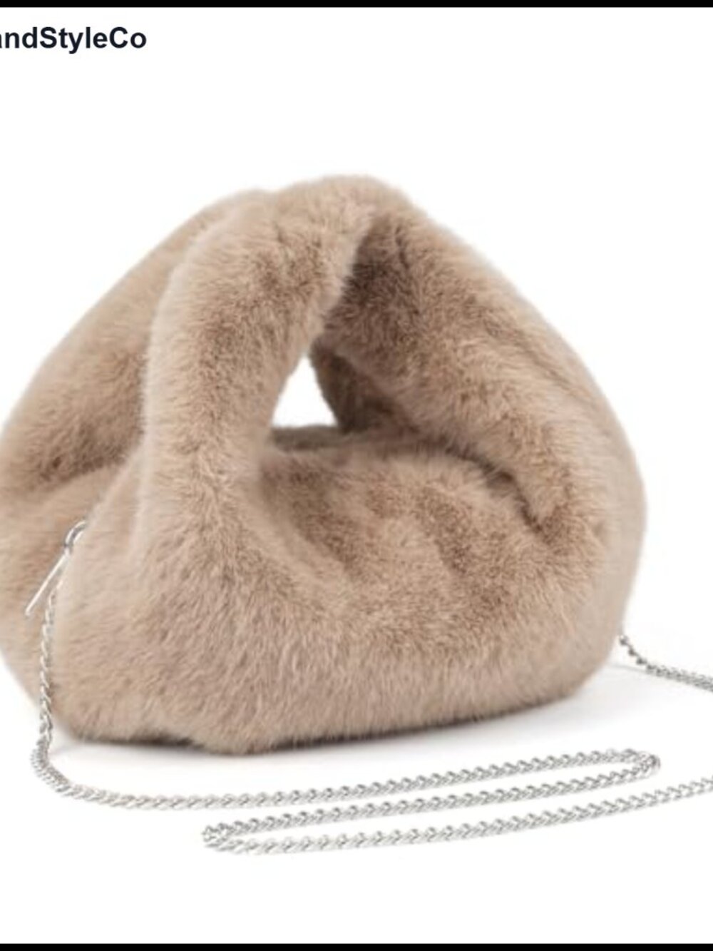 Faux Rabbit Fur Small Crossbody Hobo Bag with Chain Strap